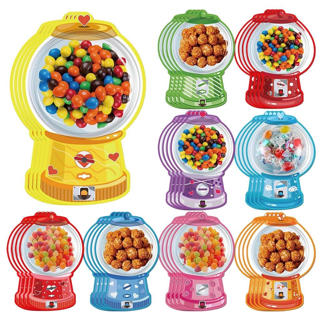 36 Pack/set Valentines Candy Card Gumball Machine Treat Holder Cards Valentine Gifts Exchange Card Holiday Party Supplies