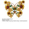Sunflower Butterfly Brooch Rhinestone Butterfly Lapel Pin Sparkling Flower Brooch Pin for Blazers Coats Shirts Sweaters