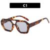 Vintage Square Sunglasses for Women Men Thick Frame Double Bridges Eyewear Female Fashion Chic Polygon Sun Glasses Leopard Blue