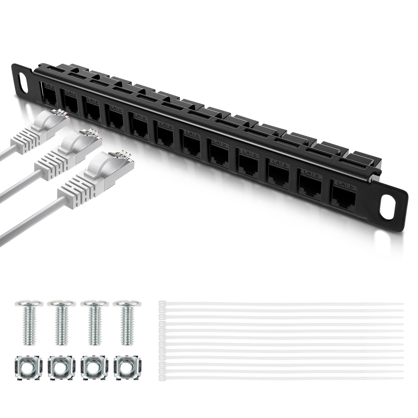 

Аксессуары DeskPi Rackmate 10-дюймовая пустая патч-панель Keystone на 12 портов, стойка для организации кабелей для серверных шкафов T0/T1/T2