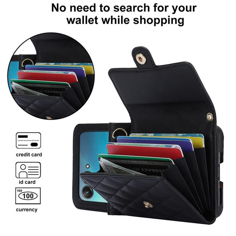 Suitable for Moto Razr 60 phone case, crossbody foldable accordion case, Samsung Z Flip7 card holder, XFlip