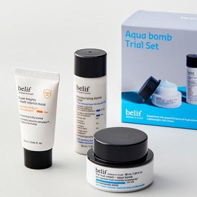 [Belif] Набор миниатюр Aqua Bomb 30 мл (+Тонер 50 мл + Витаминная маска 25 мл)