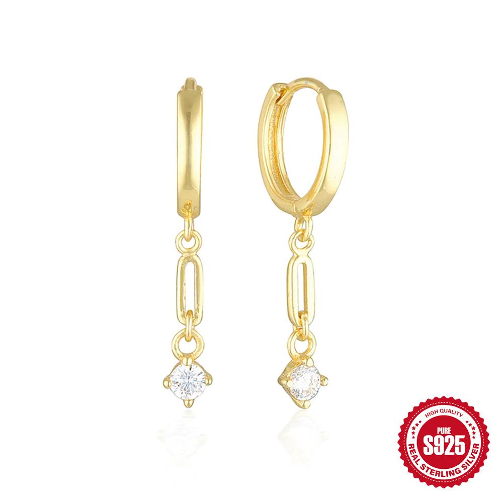 Stylish And Simple Ins Style S925 Sterling Silver Horse Eye Diamond Set Light Luxury High-End Earrings Earrings Earrings