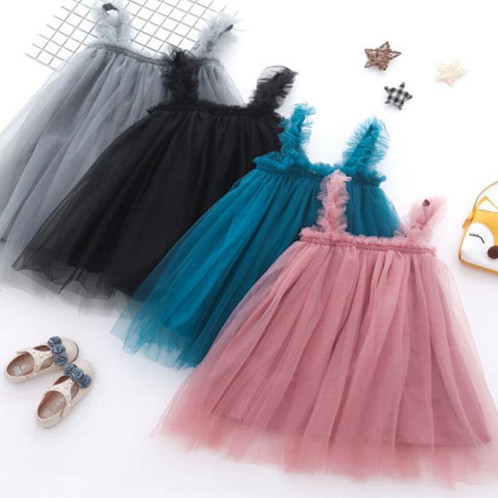 Kinderkleid Frühling Sommer Träger Kinderkleidung Baby Mädchen Kleidung Garn Ärmelloses Kleid Mädchen