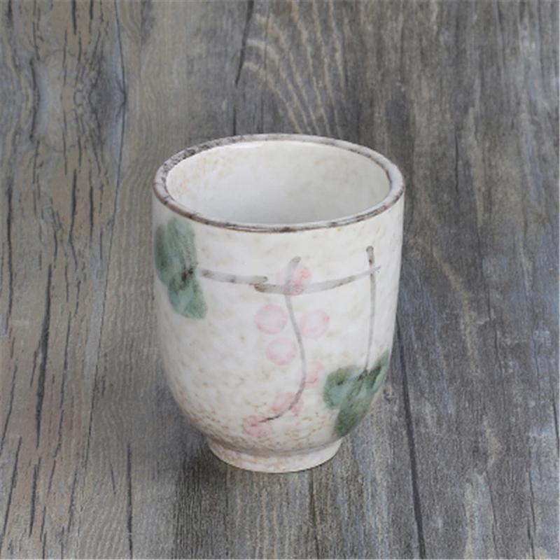 Japanese Tea Water Mug Handy Cup Hand-painted Ceramic Cherry Blossom Cups Creative Rough Ceramic Tea Cups  Coffee Cup