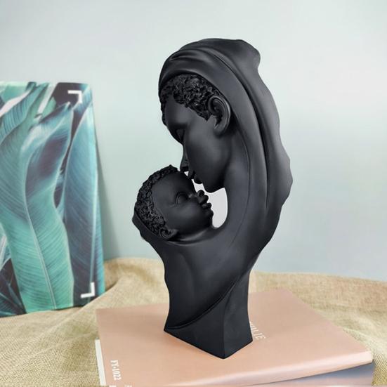 Mother Kid Kiss Statue Resin Abstract Art Sculpture Home Decor Desktop Family Love Figurine Gift for Mom from Son Daughter
