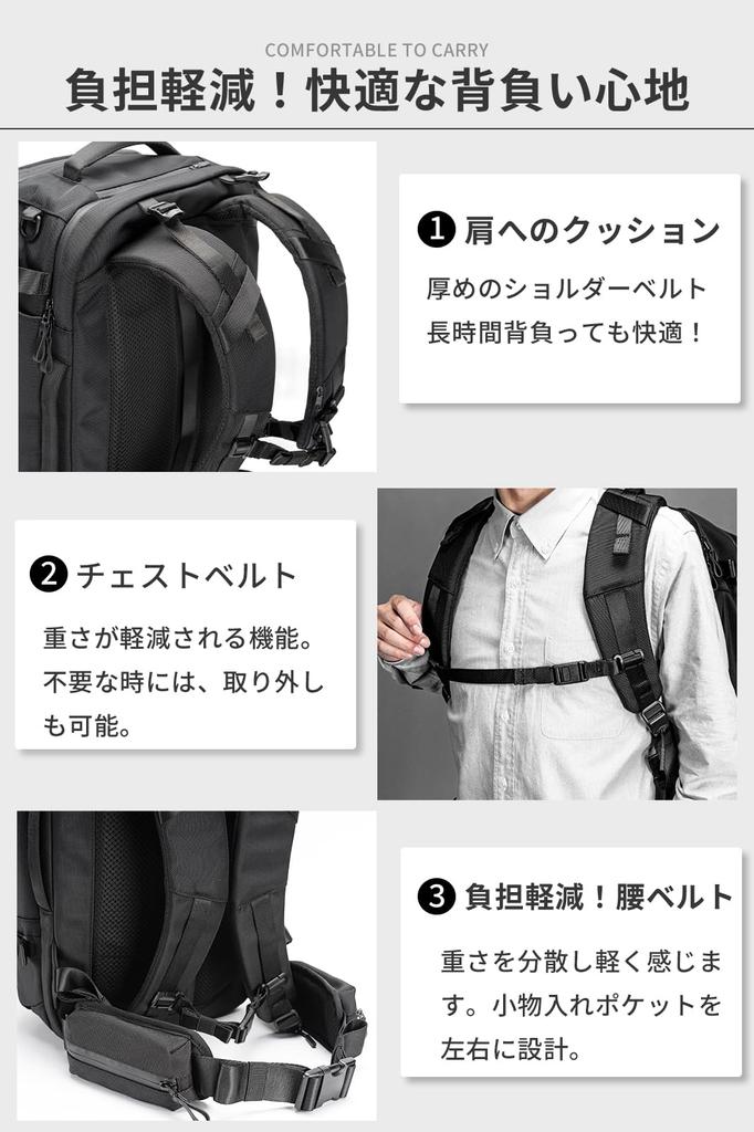 [zepirion] 30L Travel Backpack Business Large Capacity Waterproof Carry-on Backpack Rucksack Bag Men's YKK Waterproof Zipper Multifunctional