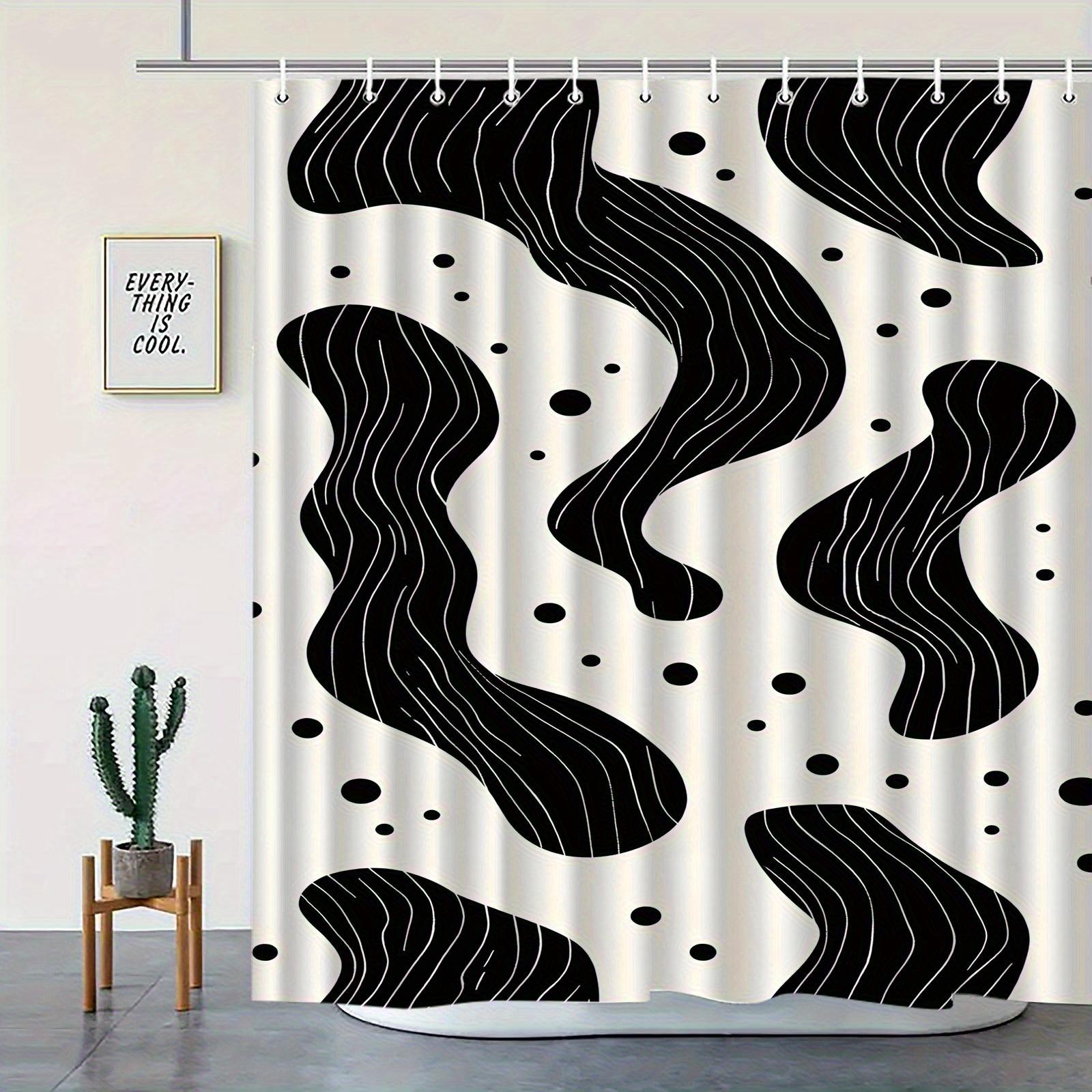 

A Single, Minimalist Black And White Striped Shower Curtain- Elegantly Designed For Various Settings, Includes 12 Hooks, Made W60H190(CM)-1 Pcs