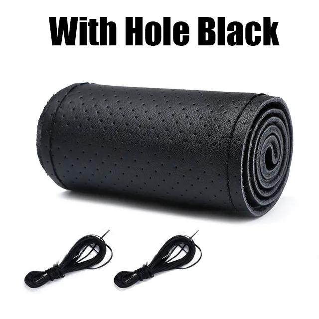 

Чехол на руль из искусственной кожи, противоскользящий плетеный чехол для рулевого колеса, воловья кожа, 37 см-38 см, защита рулевого колеса