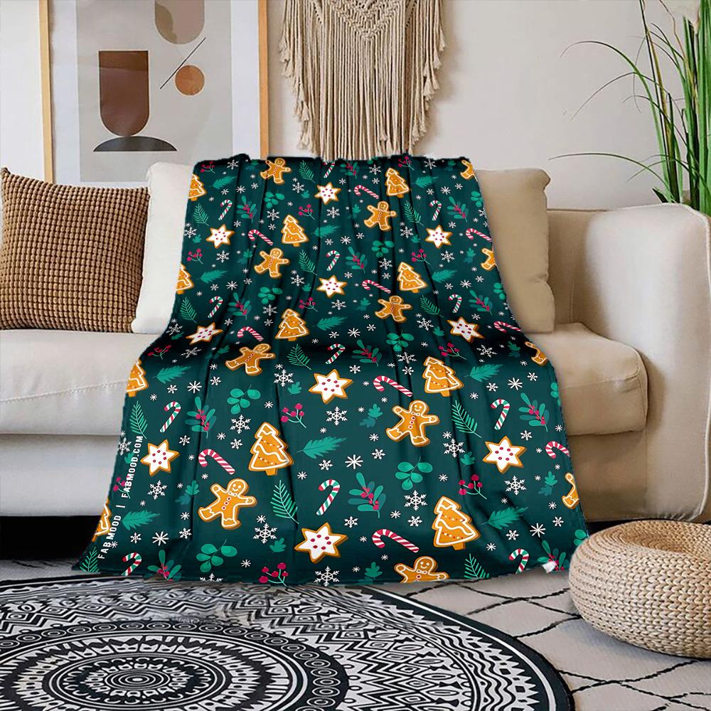 Cozy Christmas Gingerbread for Man Throw Blanket - Soft Flannel, Reversible, Perfect for Couch, Bed, Office, and Travel - Unique