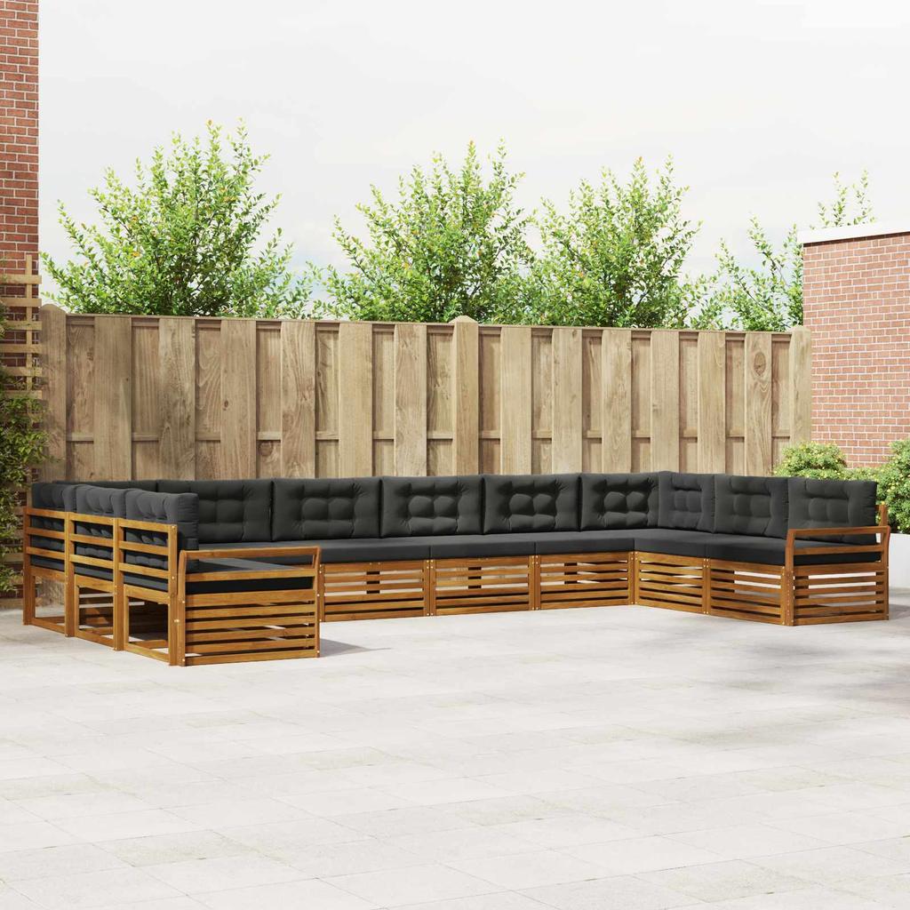 Outdoor Sofa Set 7 pcs Natural and Anthracite Solid Acacia Wood