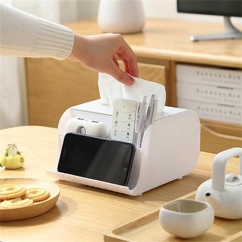 Household Napkin Tissue Box Multifunctional Storage Remote Control Holder Sundries Boxes for Room, Bathroom