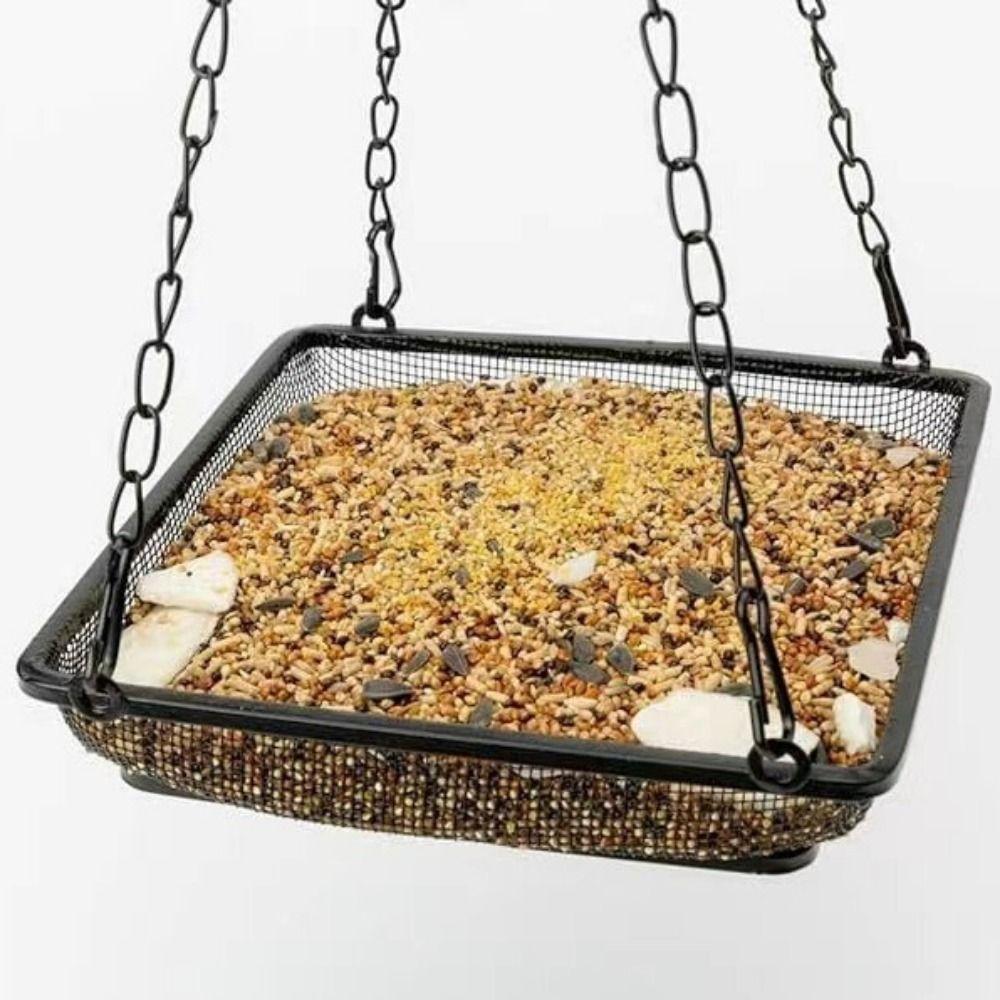 Large Capacity Bird Suspended Feeder Metal Mesh Bird Feeding Tray Hanging Bird Feeder  Balcony
