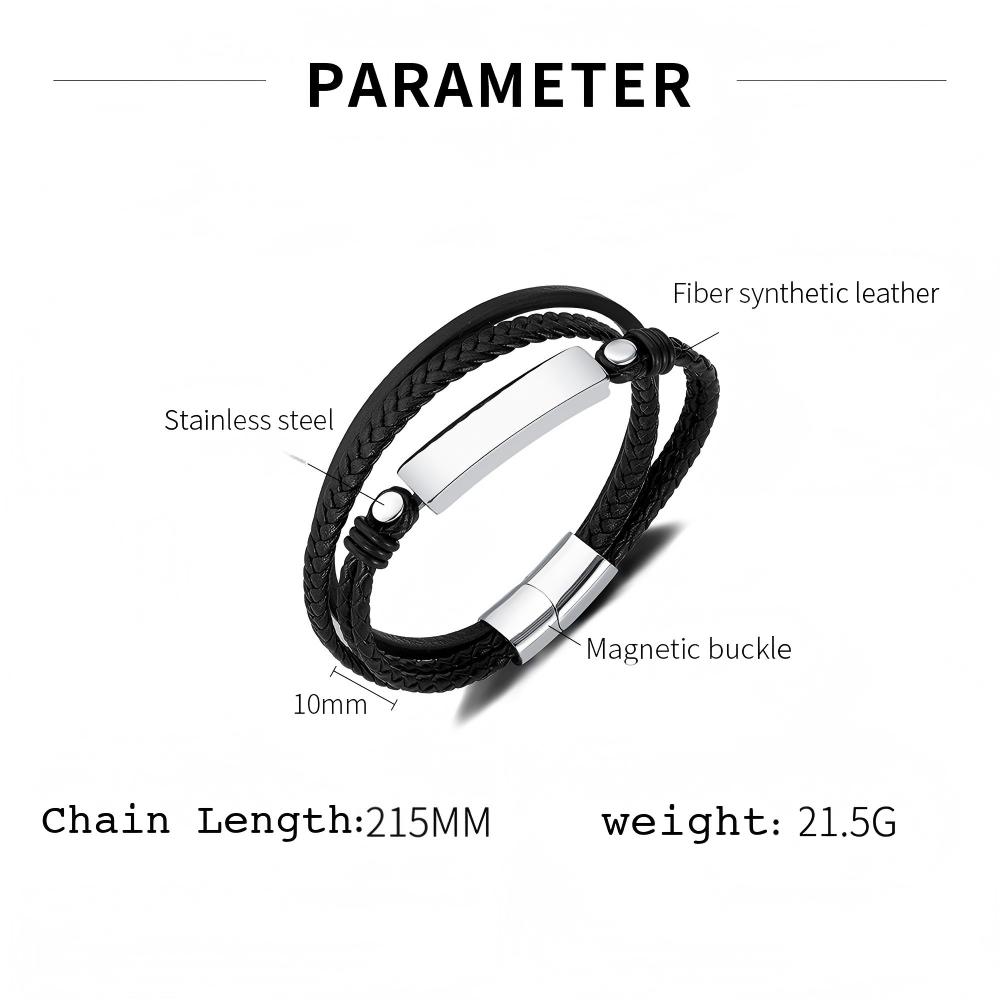 Leather Rope Bracelet Y2k Style Bracelets Black Hand Accessories for Man Stainless Steel Jewelry Thailand ALN25122978