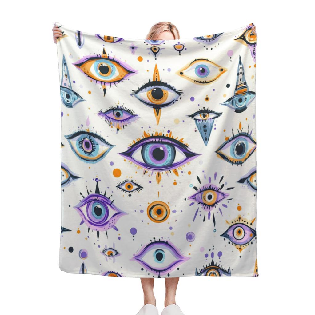 Devil'S Eye Pattern Blanket Flannel Blanket Airplane Travel Decorative Blanket Soft Thermal Bedspread
