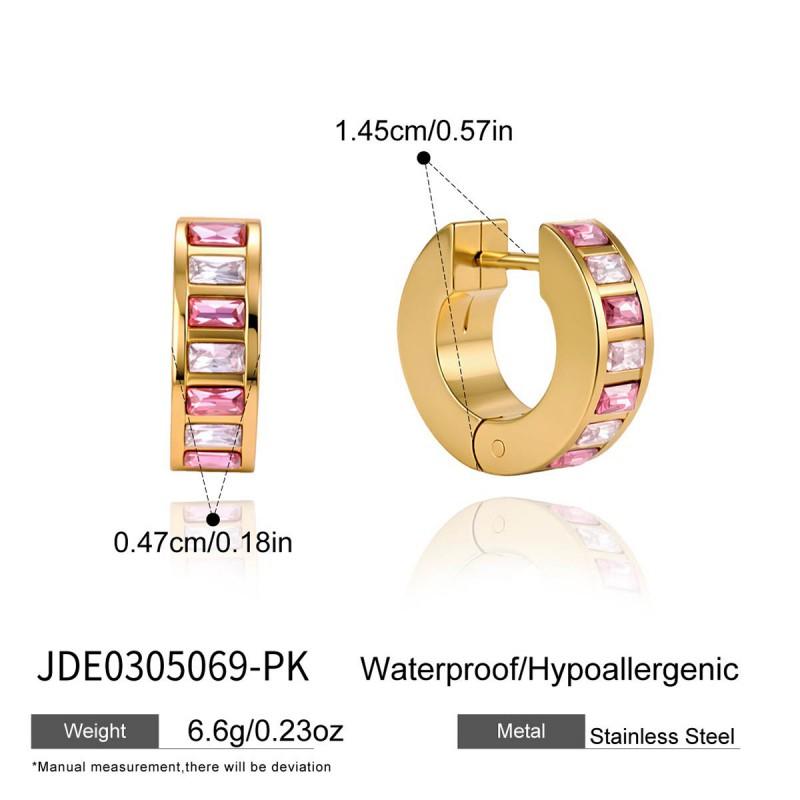 Joom Stainless Steel Hoop Earrings Women Light Luxury Sparkling Jewelry Hypoallergenic Non-Fading