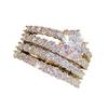 2Pcs Rhinestone Band Rings Women Cubic Zirconia Ring Sparkly Engagement Rings for Stacking Anniversary Wedding Party Wear