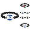 Israel Palestine Flag Gemstone Bracelet Unisex Black Beaded Jewelry Wholesale