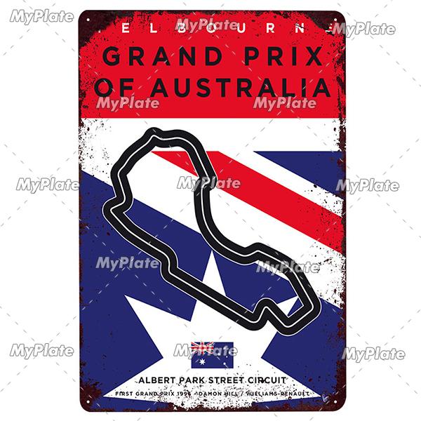 Racing Track Metal Sign Vintage Plaque Sercive Tin Sign Wall Decor For Garage Race Car Plate Crafts Poster F1 Game Custom