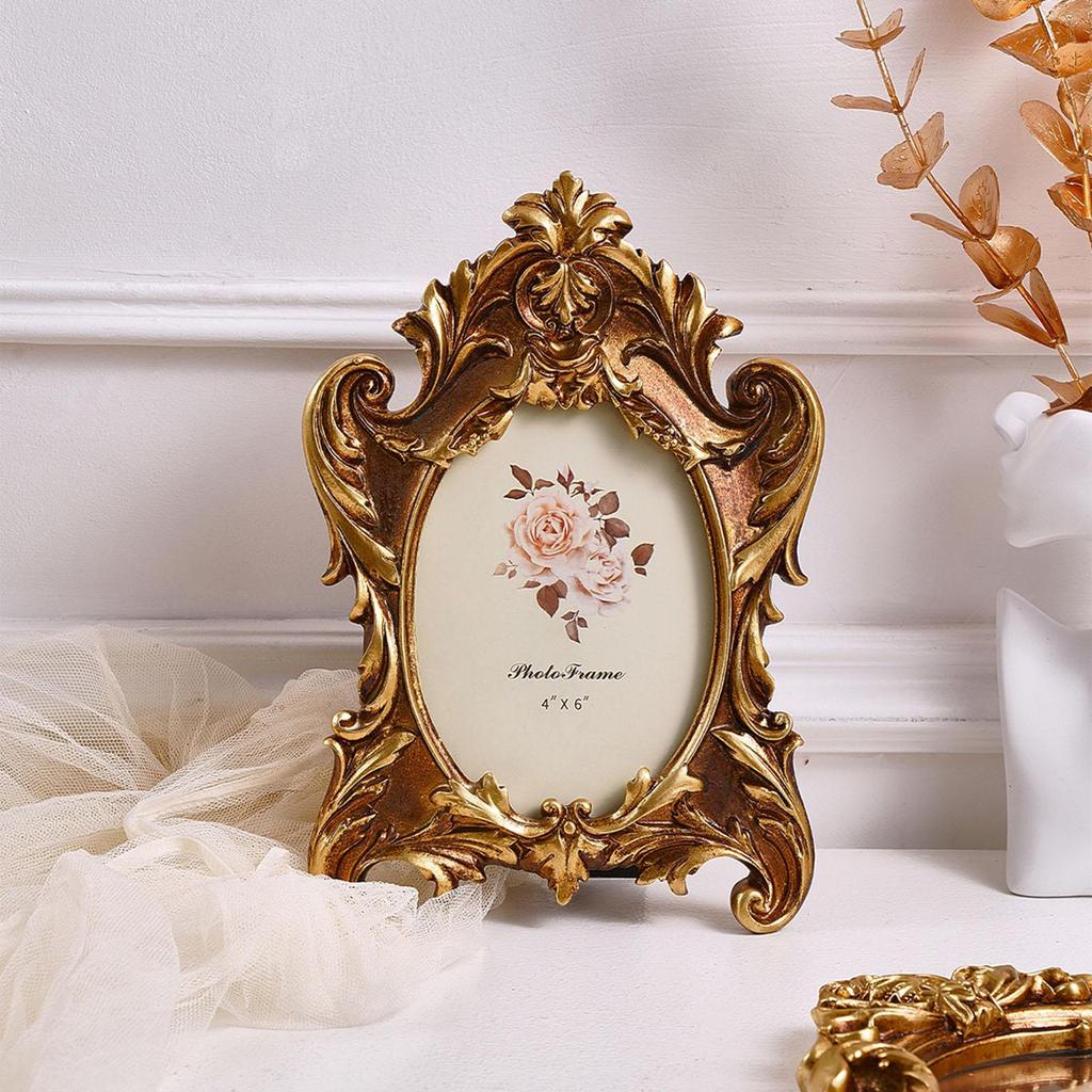Retro Picture Frame Embossed Photo DIY European Tabletop Decoration Holder for Countertop
