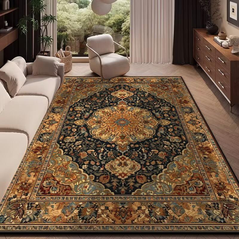 Alfombra Persa Retro Área Grande Decoración Salón Hogar Estilo Étnico Americano Alfombra Dormitorio Vestidor Salón Alfombra Suave Lavable 100*160cm