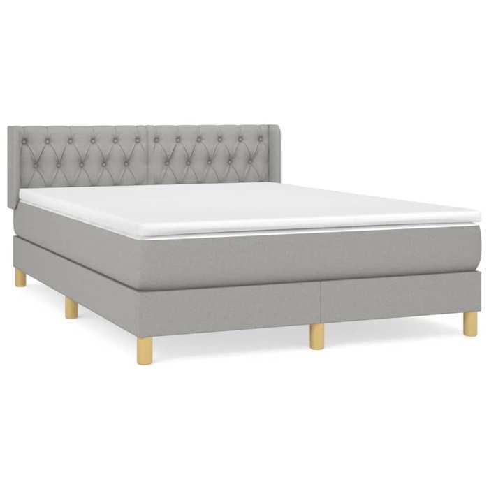3130513 vidaXL Lit à sommier tapissier avec matelas Gris clair 140x200cm Tissu