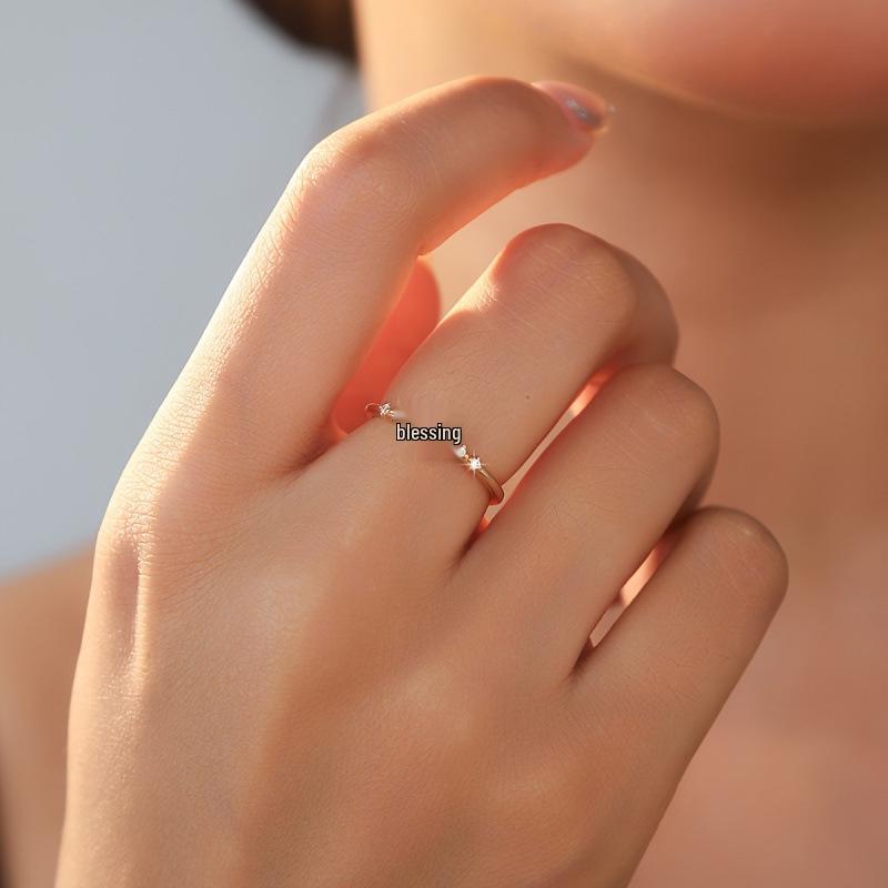 Японское элегантное тонкое кольцо-снежинка с изысканным дизайном микро-паве золотой