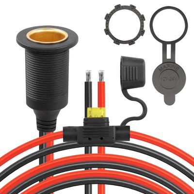 CERRXIAN /24V Fixed Thread Cigarette Lighter Socket Extension Cable, 20A 13AWG Waterproof Cigarette Igniter Female Socket Replacement Cable (1M)