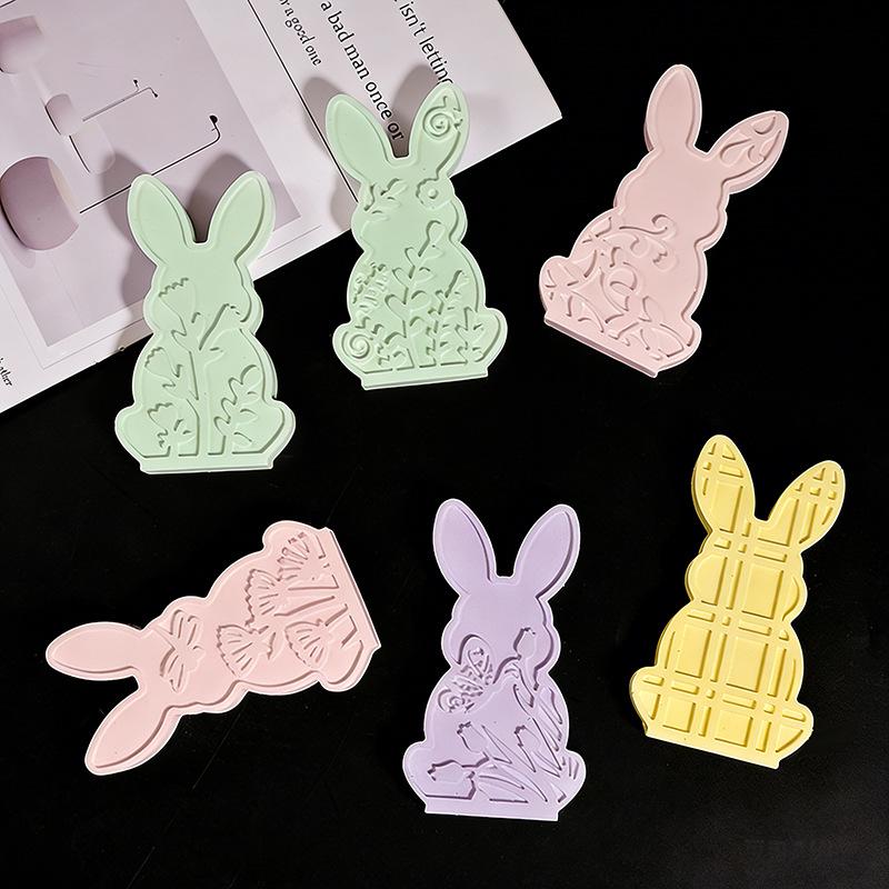 Rabbit Silicone Mold Lightweight Embossed Pattern Mold Spring Flower Mold Spring Themed For Home Decor Plaster Crafting Soap