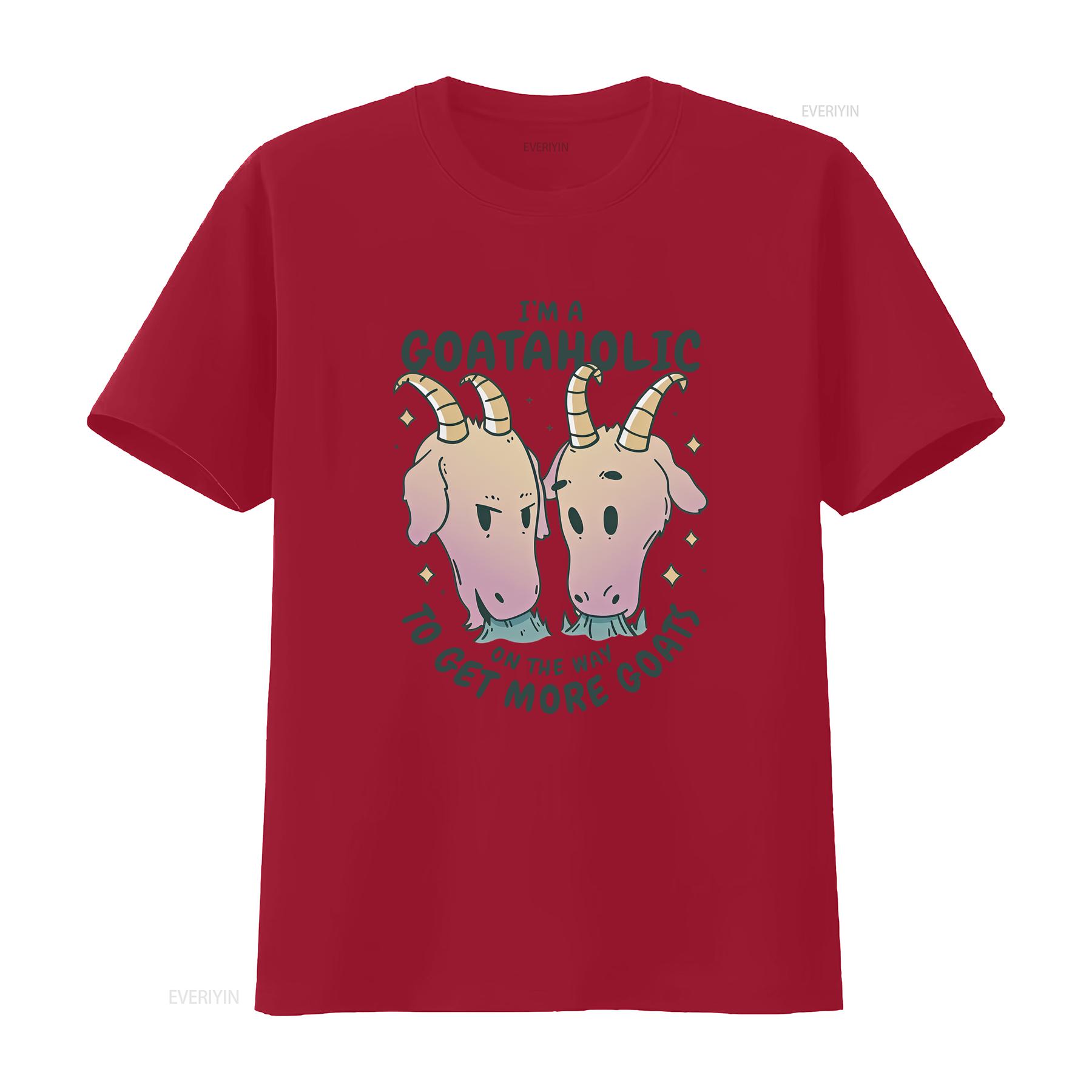

Goataholic On The Way To Get More Goats Mens 100 Cotton T Shirt vintage Washed designer clothes Comfortable Versatile S