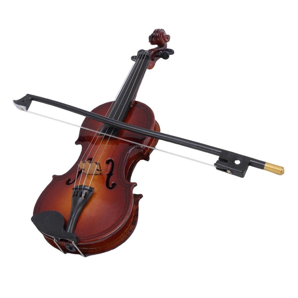 Mini Instrument Muzyczny Skrzypce 14cm Lipa Miniaturowe Skrzypce Ozdoba Dekoracyjna z Futerałem do Domu