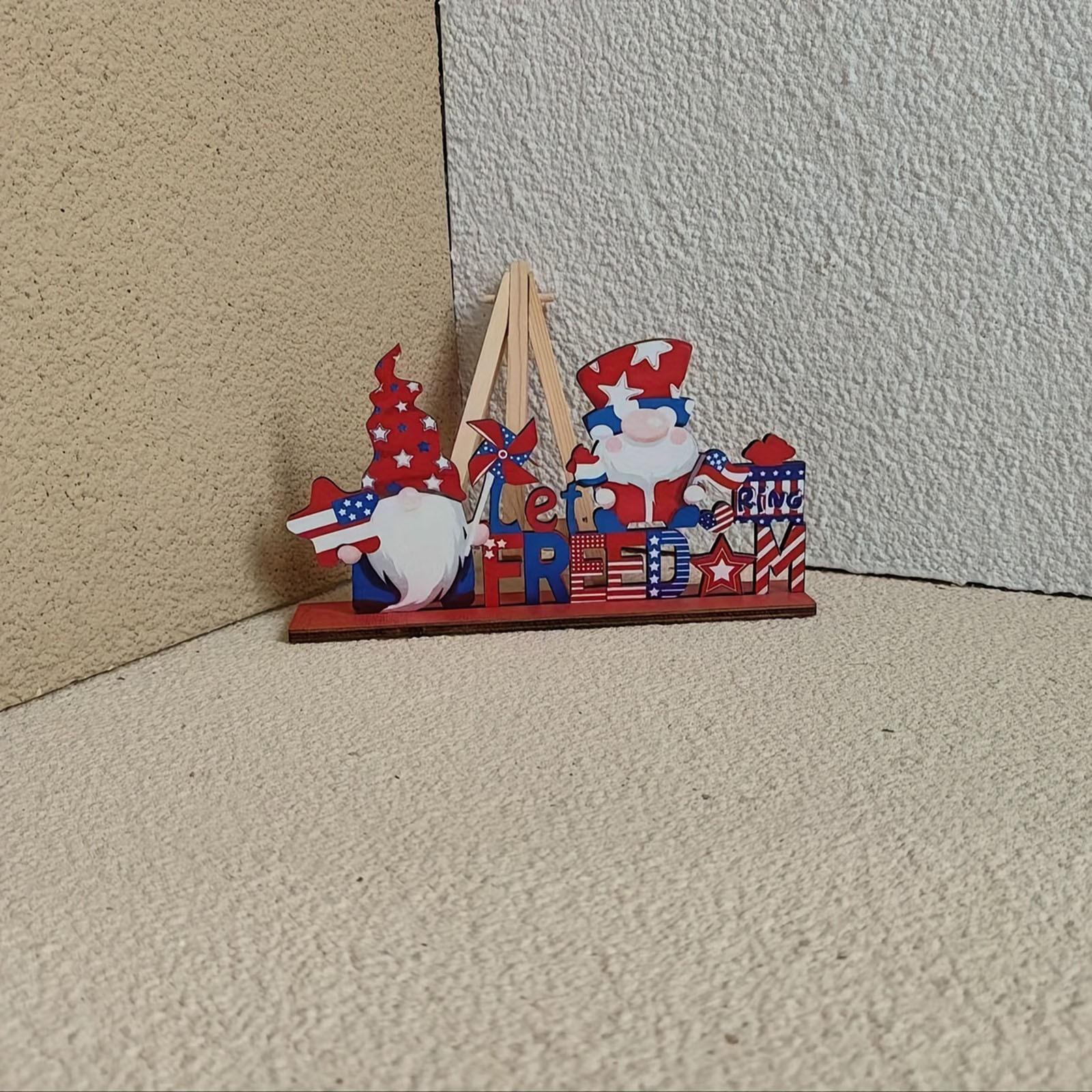 

День независимости Патриотические деревянные украшения стола Знак стола Украшение для вечеринки Подарочные деревянные поделки Украшения One Size