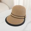 Summer Grass Woven Duckbill Hat Women Outdoor Travel Beach Sun Cap Casual Basin Wide Brim Straw Visors Female