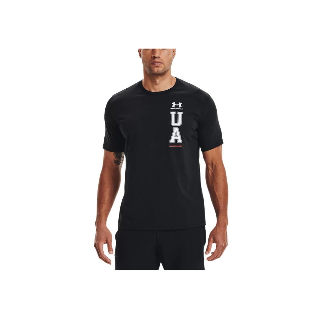 Under Armour Letter Logo Print Breathable Training T-Shirt Men Tops Black 1352043-001