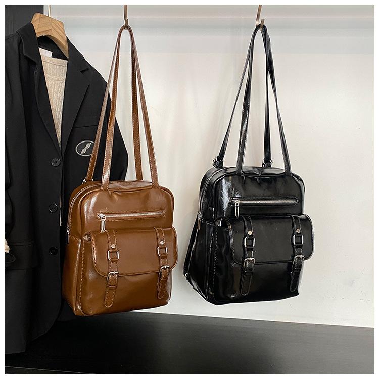Vintage PU-Leder Rucksack für Damen Große Kapazität Schultaschen für Teenager-Mädchen Mochila Multifunktionale Damen Umhängetasche Reise