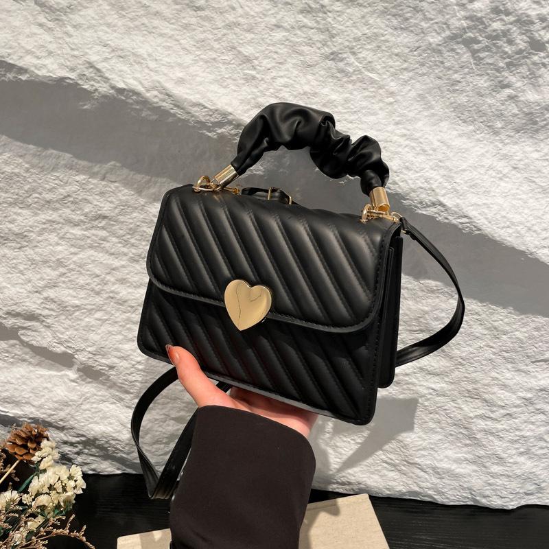 Delikatna plisowana torebka w stylu koreańskim: Wiosna 2024 Wszechstronna Mała Kwadratowa Torebka Matka-Dziecko