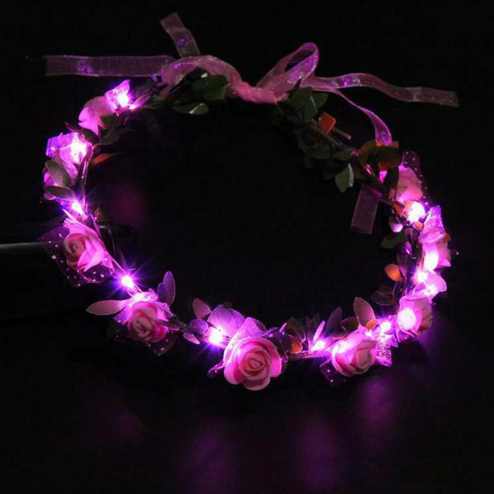 Hawaii LED Licht Leuchtendes Stirnband Künstliche Blume Leuchten Leuchtende Girlande Krone Kranz Hochzeit Haarband Frauen Mädchen Kopfschmuck