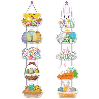 Easter Paper Door Hanging Pendant Rabbit Eggs Door Hangers Decorative Plaques Sign