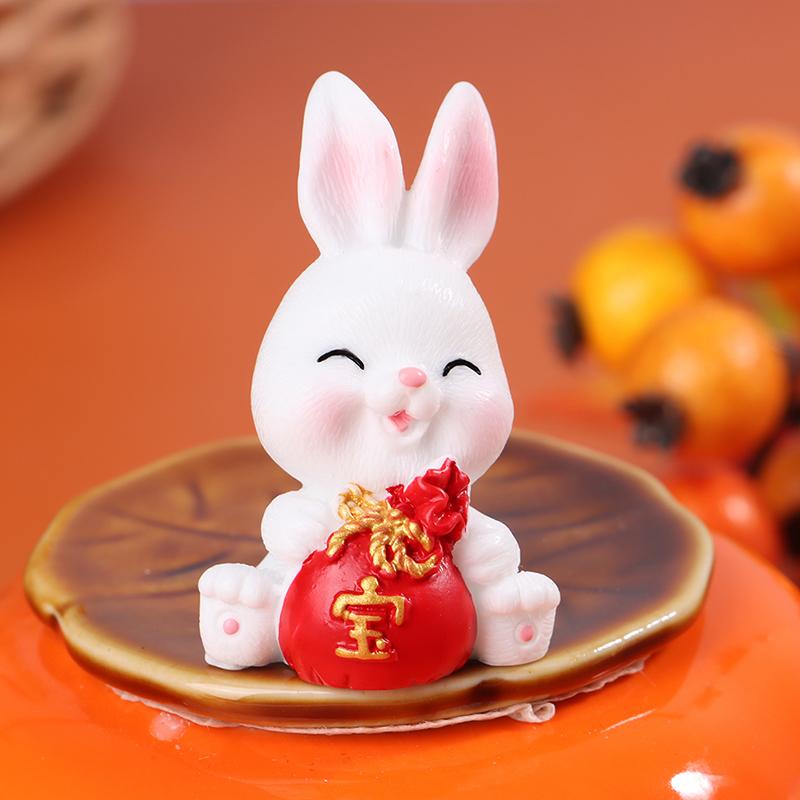 4/6Pcs/Set Cute Cartoon Auspicious Rabbit Micro Landscape Resin Crafts Diy Landscaping Decoration Home Gardening Accessories