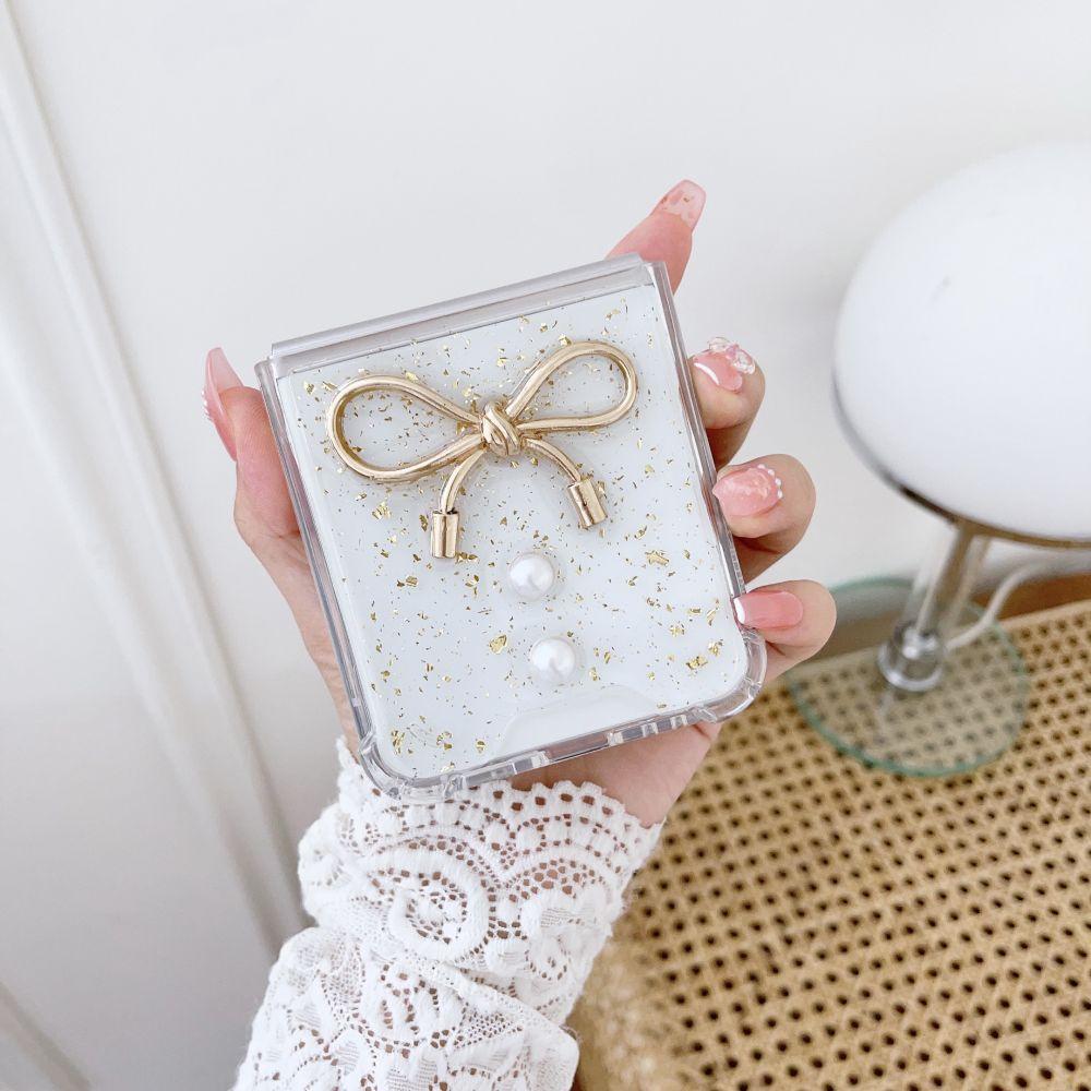 For Samsung Z Flip 4 Case 3d Bow Girl Transparent Folding Phone Case For Samsung Z Flip 3 5g Zflip4 Shockproof Hard Back Cover