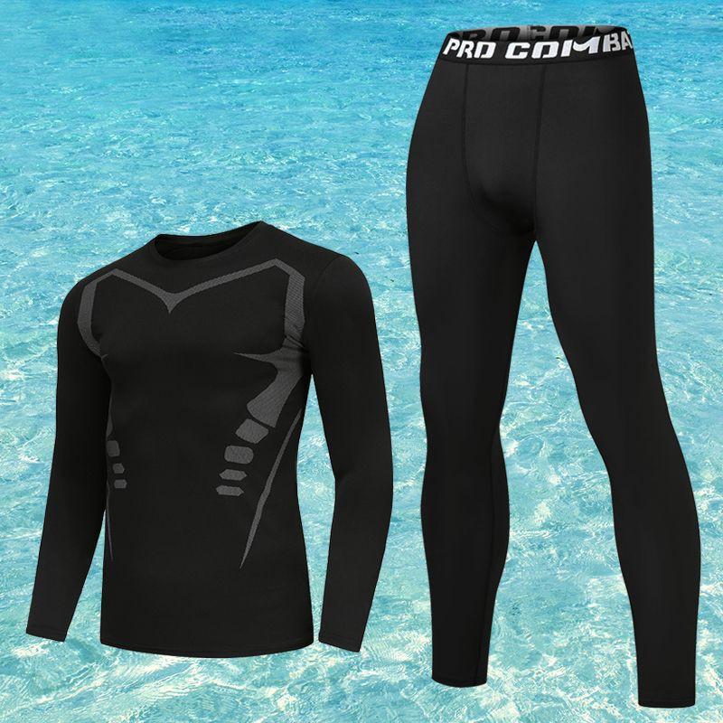 Mens UV Protection Rash Guard Set Long Sleeve Pants Short Swimwear Snorkeling Surfing Diving