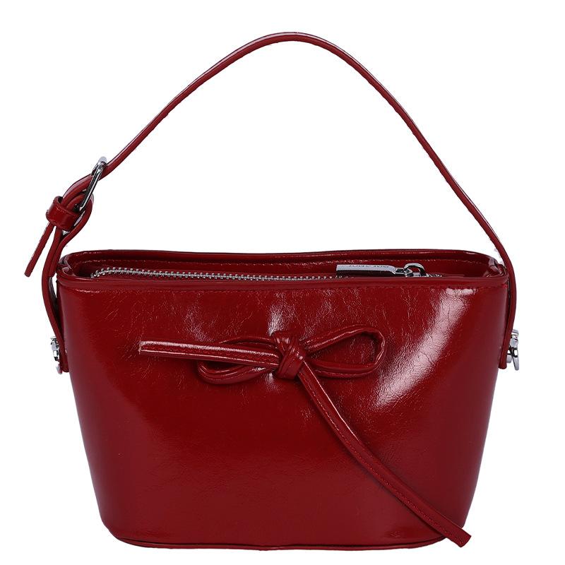 New Sweet and Fashionable Bow Bucket Women's Bag Shoulder Oblique Span Small Bag Simple Trendy Bag