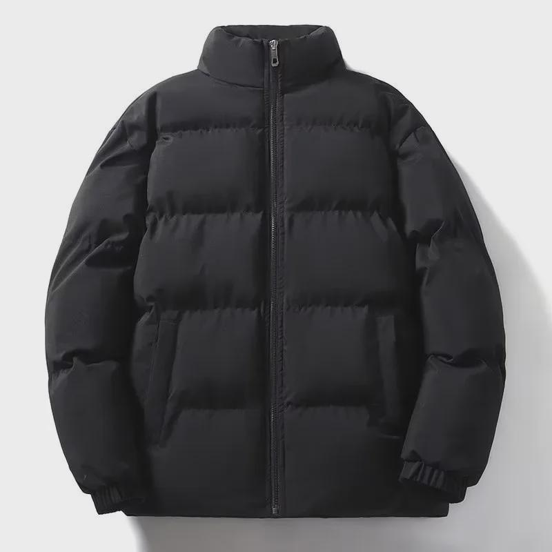Men's and Women's Winter Stand Collar Down Jackets - Thick, Solid Color, Casual Fit