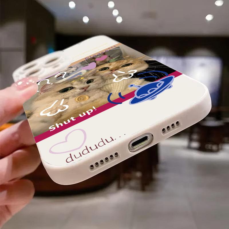 Selfie Cat Phone Case For iPhone 16 14 15 11 Pro Max 12 13 Mini XR XS Max X Plus SE 2022 Lens Protection Soft Back Cover