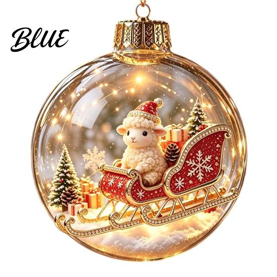 Reusable Plastic Baubles Glowing Christmas Story Ornament Light‑Up Mini Holiday Scene Hanging Ball with Warm Gift Embellishments LED Light,
