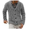 E Moda Uomo Invernale Cardigan Largo Caldo Giacca con Cappuccio e Revers Maglione Cappotto a Maglia