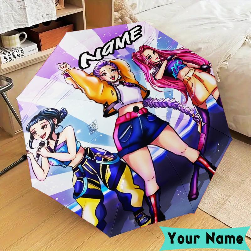 Custom Name Fantasy Friends KPop Umbrella, Foldable Umbrella Suitable for Outdoor Shopping Travel Sports, Exquisite Gift for Family