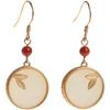 Hetian Jade Ear Hook Earring Women's High-end Temperament Ethnic Retro Earrings Cloisonne Craft Dangler Gift