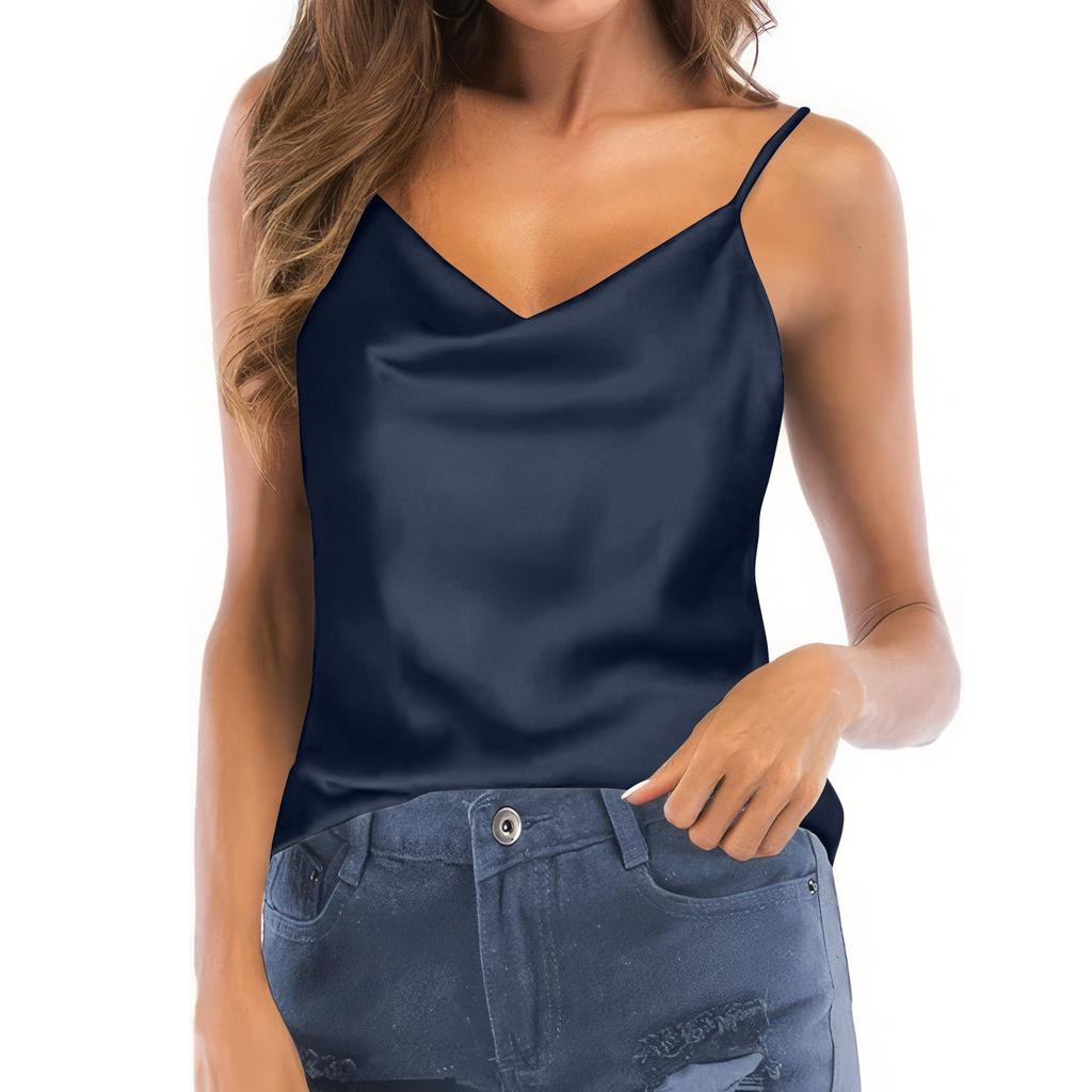 Vestă subțire, fără mâneci, cu bretele spaghete, de culoare solidă