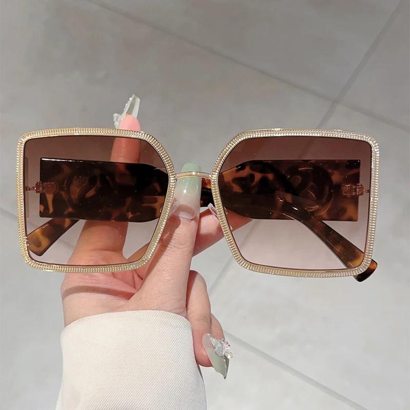 Oversized Square Sunglasses Women New In Gradient Multi-color Outdoor Shades Trendy Luxury Brand Design Sun Glasses